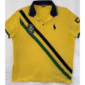 Polo Ralph Lauren Custom Slim Fit Big Pony Brazil Yellow 5 Y2K Preppy Sz XL